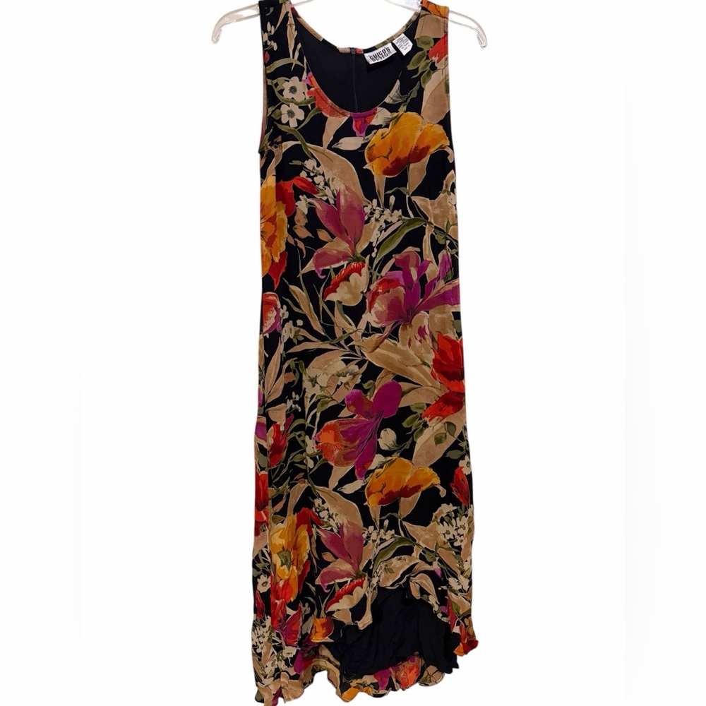 Y2K Chiffon Maxi Dress Women’s SZ SM Asymmetrical Hem Dark Romantic Floral Fairy - Picture 2 of 10
